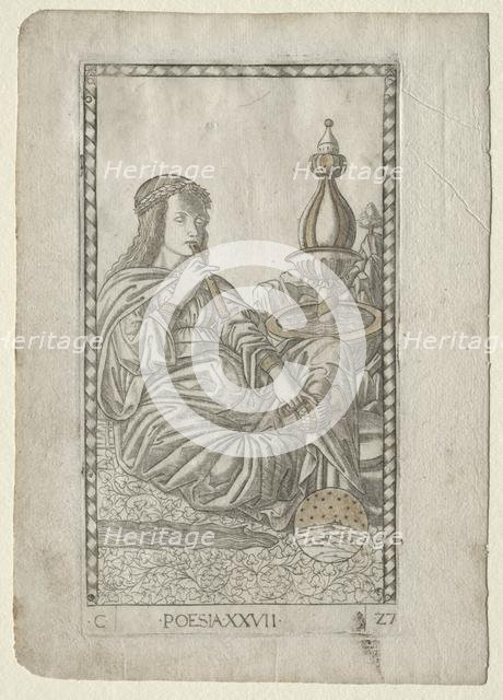 Poetry (from the Tarocchi, series C: Liberal Arts, #27), before 1467. Creator: Master of the E-Series Tarocchi (Italian, 15th century).
