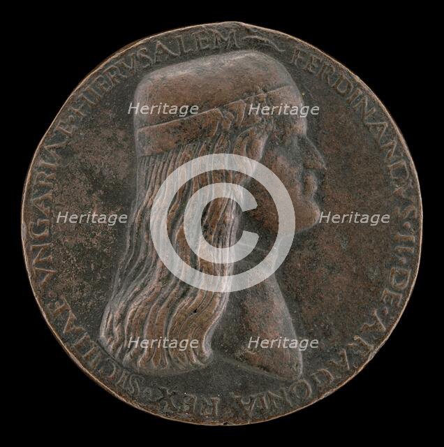 Ferdinand II of Aragon, died 1496, Prince of Capua and King of Naples 1495 [obverse], 1495/1496. Creator: Adriano Fiorentino.