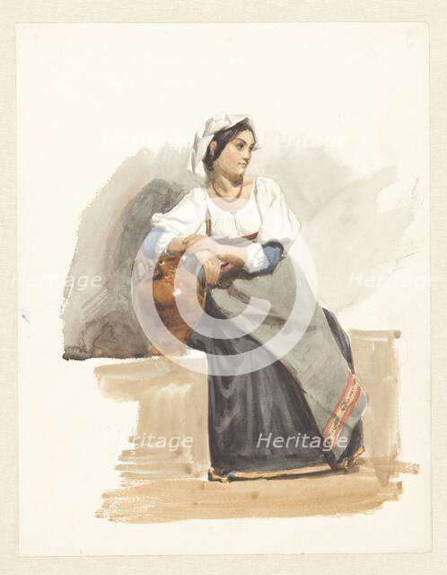 Costume study of an Italian girl, 1825-1873. Creator: Pierre Louis Dubourcq.