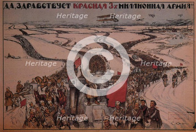 Long live the three-million man Red Army!, 1919. Artist: Apsit, Alexander Petrovich (1880-1944)