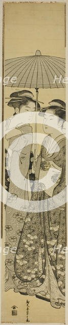 Two Girls under an Umbrella, c. 1788/89. Creator: Hosoda Eishi.