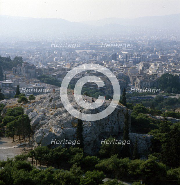 Areopagus Hill seen from the Acropolis, Athens, c20th century. Artist: CM Dixon.