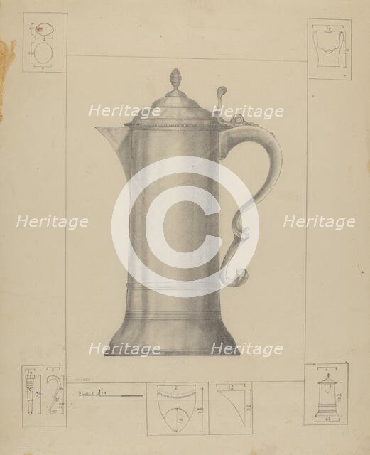 Pewter Flagon, 1935/1942. Creator: Henry Meyers.