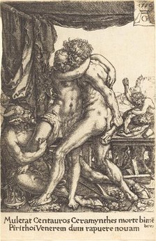 Hercules Preventing the Centaurs from the Rape of Hippodamia, 1550. Creator: Heinrich Aldegrever.