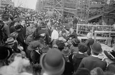 Schwab greets ship workers, 1918. Creator: Bain News Service.