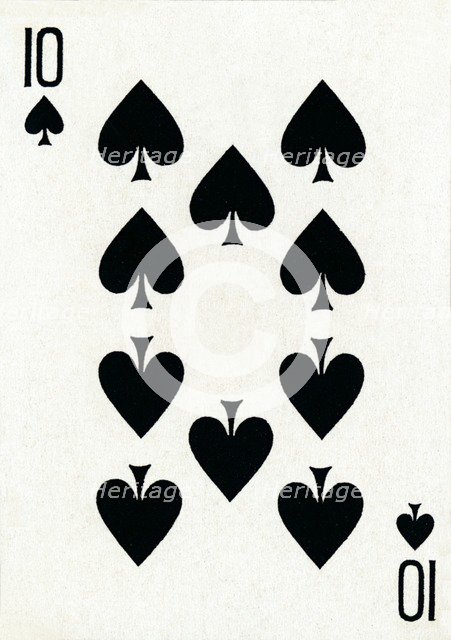 10 of Spades from a deck of Goodall & Son Ltd. playing cards, c1940. Artist: Unknown.