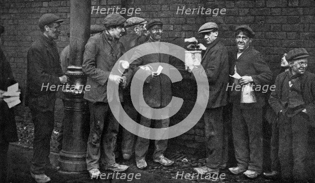 Balloting for the coal strike, Wheatsheaf Colliery, Pendlebury, January 1912, (c1920). Artist: Topical Press Agency