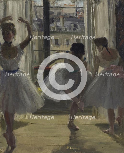 Danseuses dans une salle d'exercice (Trois Danseuses) , 1873. Creator: Degas, Edgar (1834-1917).