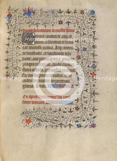 Decorated Text Page; Book of Hours, about 1420. Creator: Unknown.
