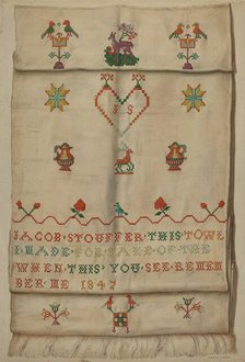 Pa. German Show Towel, c. 1937. Creator: Frances Lichten.