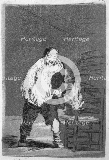 Los Caprichos, series of etchings by Francisco de Goya (1746-1828), plate 18: 'Y se le quema la c…