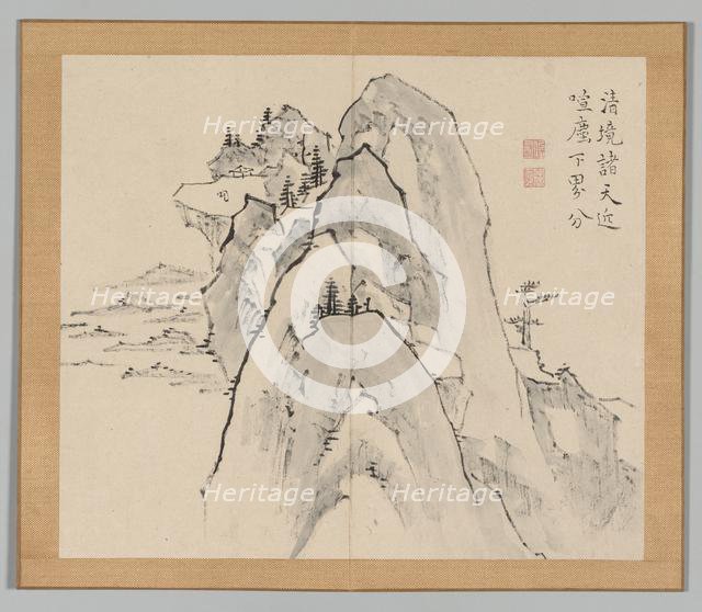 Double Album of Landscape Studies after Ikeno Taiga, Volume 2 (leaf 33), 18th century. Creator: Aoki Shukuya (Japanese, 1789).