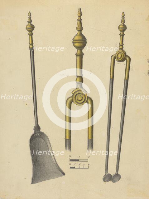 Tongs and Shovel, c. 1939. Creator: Hans Korsch.