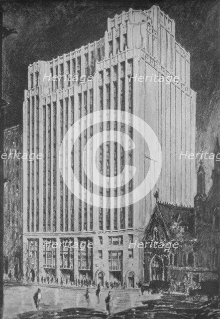 Perspective of principal facade, Gilbert Building, 205 West 39th Street, New York City, 1923. Artist: Unknown.