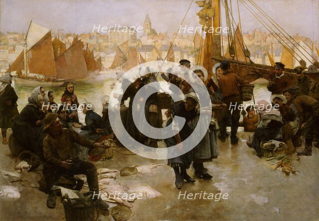 The Departure Of The Fishing Fleet, Boulogne, 1891. Creator: Albert Chevallier Tayler.