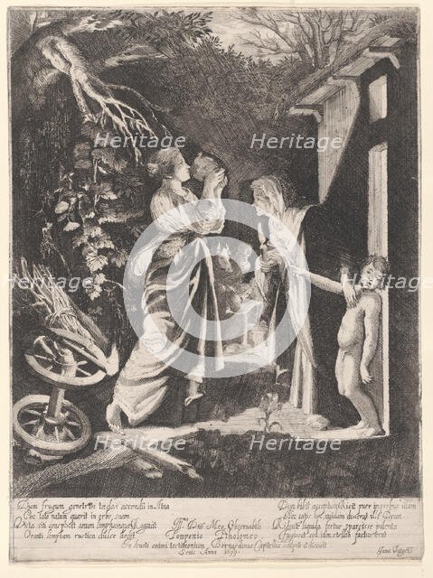 The Mocking of Ceres: a nocturnal scene with Ceres drinking from a jug of water given to h..., 1633. Creator: Bernardino Capitelli.