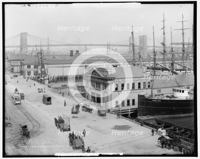 Piers along South Street, N.Y. City, c1908. Creator: Unknown.