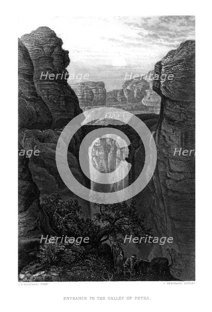 'Entrance to the Valley of Petra.', c1880. Artist: C Bertrand.