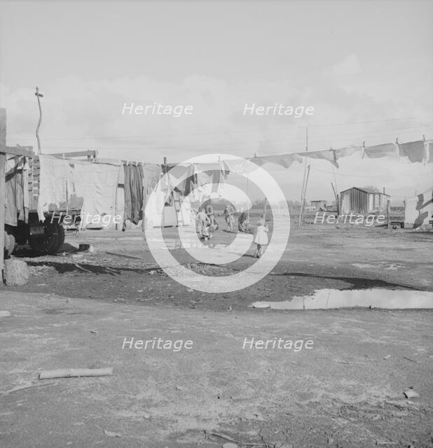 Migrants' winter quarters, Farmersville, Tulare County, 1939. Creator: Dorothea Lange.