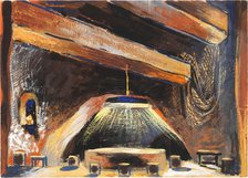 Stage design for the ballet Bolero by M. Ravel. Teatro San Carlo, Naples, 1945. Creator: Prampolini, Enrico (1894-1956)