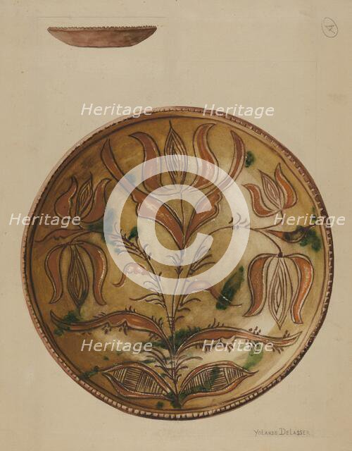 Pennsylvania German Plate, c. 1937. Creator: Yolande Delasser.
