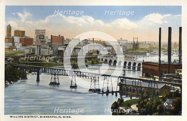 Milling district, Minneapolis, Minnesota, USA, 1915. Artist: Unknown