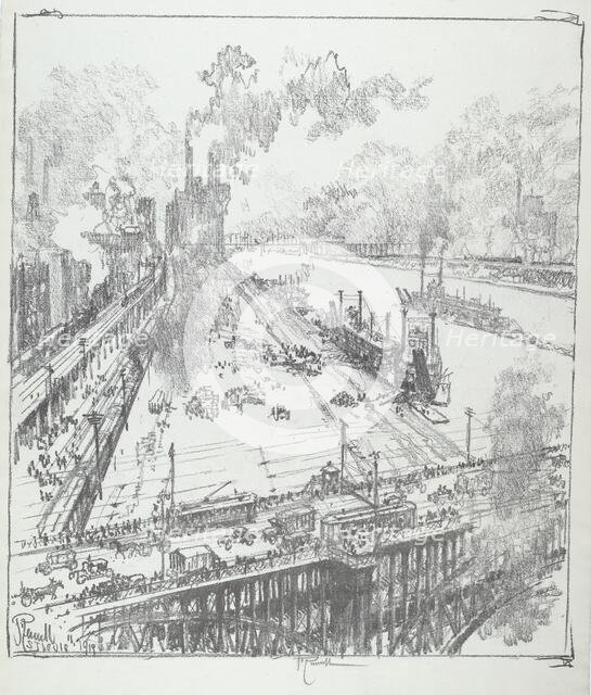 The Levee from Eads Bridge, St. Louis, 1919. Creator: Joseph Pennell.