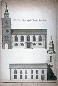 Two 17th century London churches, c1750.                                          Artist: Benjamin Cole
