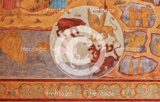 The Last Judgment (Detail). Fresco of the Church of Saint John The Apostle in Rostov Kremlin, 17th c