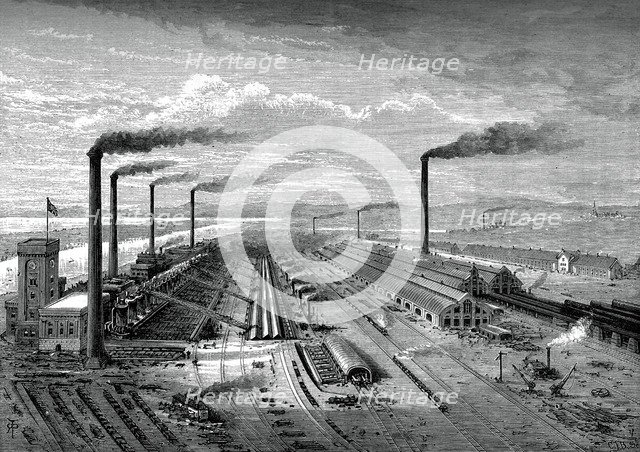 The iron and steel works at Barrow, c1880. Artist: Unknown