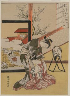 Benevolence: Courtesan Shaving the Neck of her Servant…, 1767. Creator: Suzuki Harunobu (Japanese, 1724-1770).