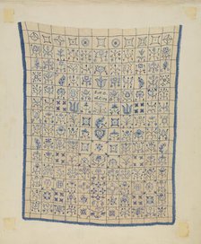 Embroidered Coverlet, c. 1936. Creator: Mae A. Clarke.