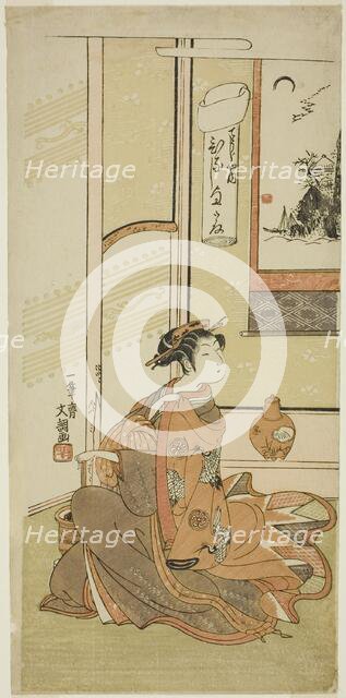 Hinaji of the Chojiya, from the series "Fuji-bumi (Folded Love-letters)", c. 1769/70. Creator: Ippitsusai Buncho.