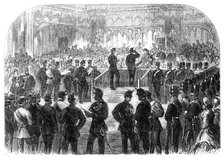 Distribution of Prizes to the 26th Middlesex Rifle Volunteers at Guildhall on Saturday last, 1865. Creator: Unknown.