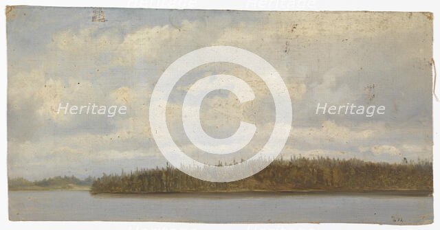 Wooded beach landscape, exercise, 1872. Creator: Oscar Kleineh.