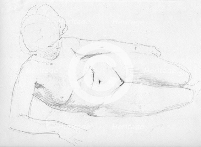 Nude woman reclining, c1950. Creator: Shirley Markham.
