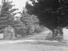 Entrance to the driveway of the Baldrige estate, 1931 July 25. Creator: Arnold Genthe.