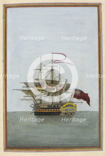 Ship's captain, represented by the Mars, a naval battleship prominent in the Napoleonic..., 1825. Creator: Anon.