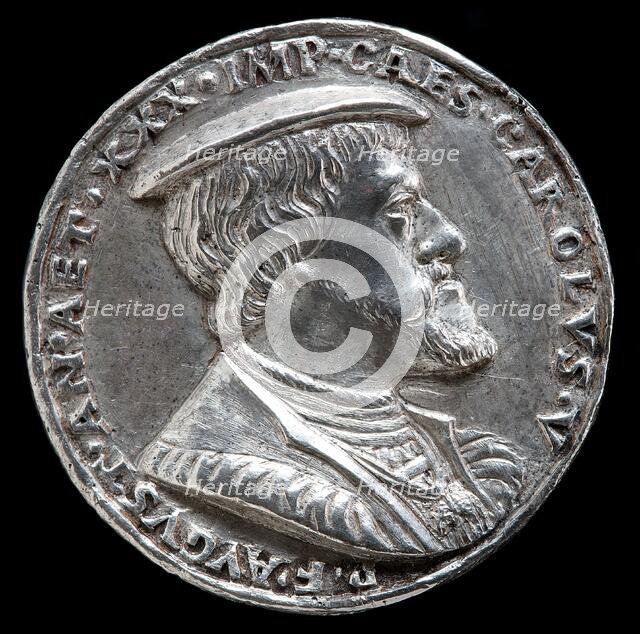 Charles V, 1500-1558, King of Spain 1516-1556, Holy Roman Emperor 1519 [obverse], 1530. Creator: Matthes Gebel.