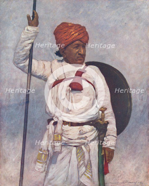 'An Armed Retainer of the Bombay Chiefs', 1903. Artist: Mortimer L Menpes.