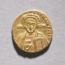 Solidus with Justinian II Rhinometus and His Son Tiberius , 705-711. Creator: Unknown.