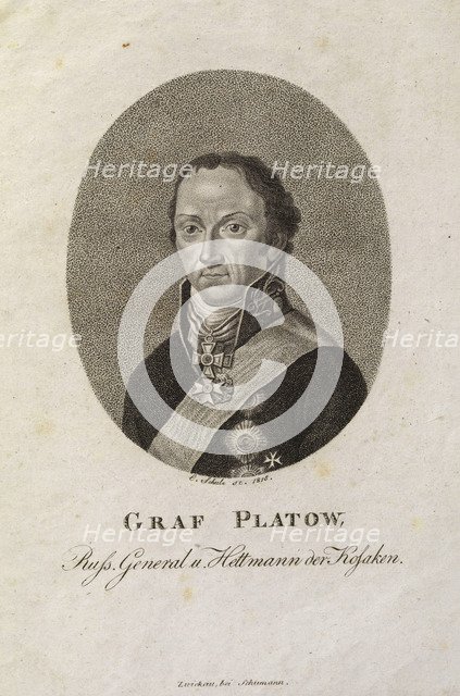Portrait of Count Matvei Ivanovich Platov (1757-1818). Artist: Schulz, Karl Friedrich (1796-1866)