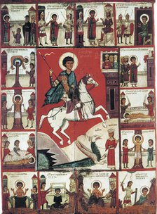 Saint George with Scenes from His Life, 14th century.  Creator: Russian icon.