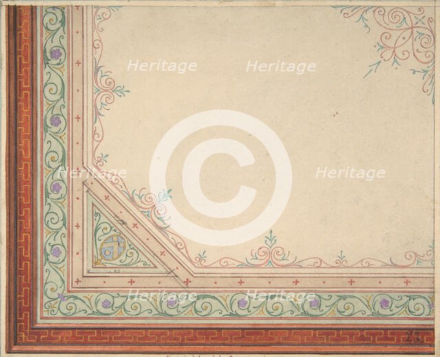 Partial design for the painted decoration of a ceiling, 1840-97. Creators: Jules-Edmond-Charles Lachaise, Eugène-Pierre Gourdet.