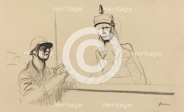 French Soldier Addressing Germania, c. 1914/1919. Creator: Jean Louis Forain.