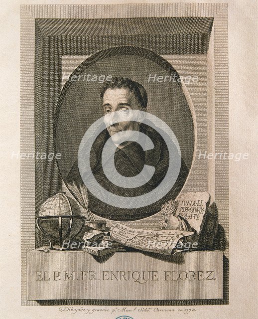 Enrique Florez (1702-1773), Spanish historian and theologian, etching of  1773.