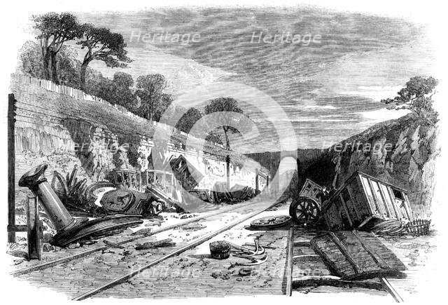 Scene of the recent railway accident at Winchburgh, on the Edinburgh and Glasgow Railway, 1862. Creator: Unknown.