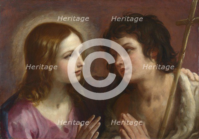 Christ embracing Saint John the Baptist, c. 1640. Artist: Reni, Guido (1575-1642)