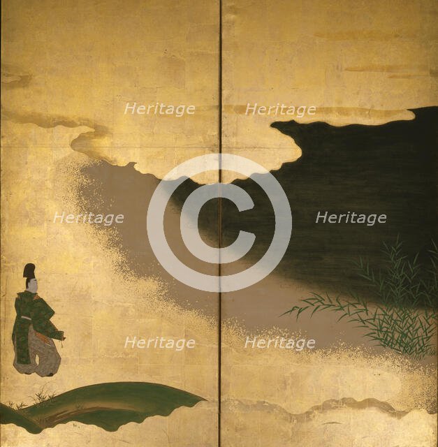 Six-fold screen depicting tales of Ise, 1617-1691. Creator: Tosa Mitsuoki.