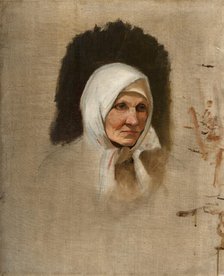 Village Woman in a White Scarf, around 1873-1874. Creator: Ladislav Mednyanszky.